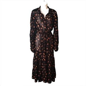 Munthe Semi Sheer Tiered Print Maxi Dress